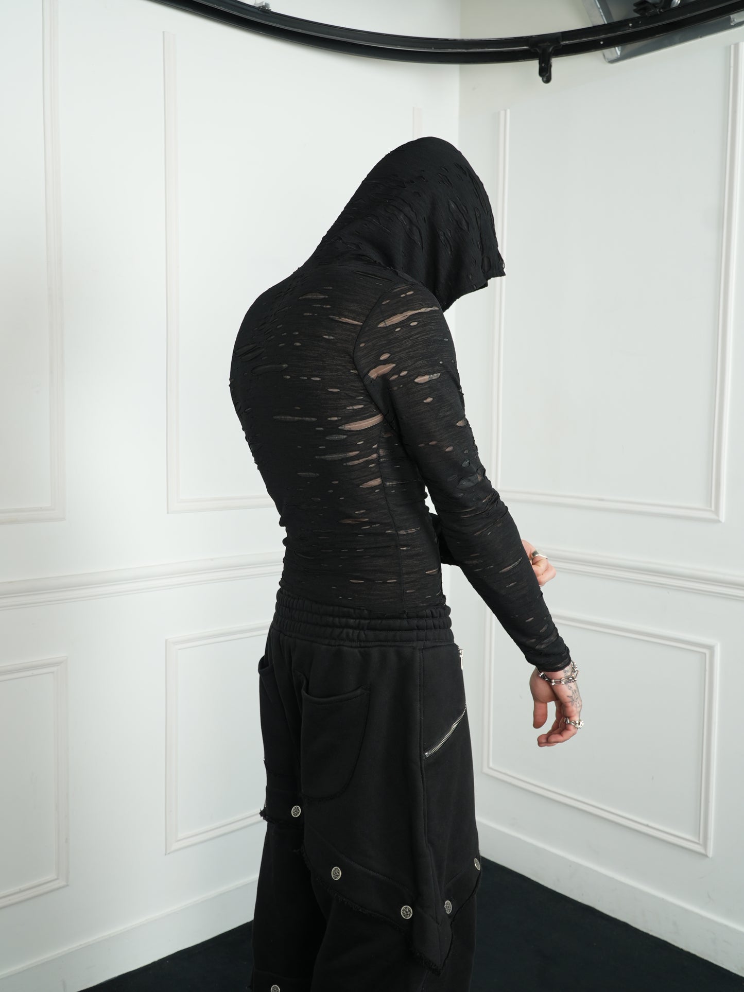 AOYOS HYBRID MESH HOODED TOP