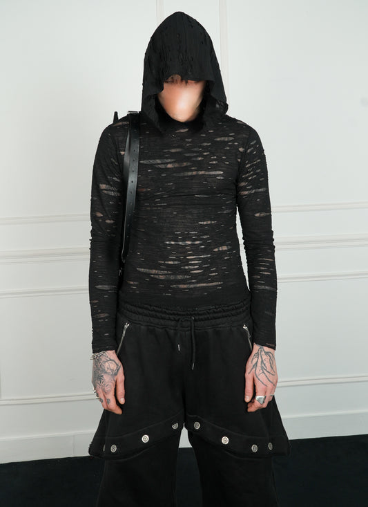 AOYOS HYBRID MESH HOODED TOP